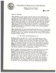 ["The Department of the Interior responds to a request for their views on a bill related to promoting Indian participation in government and education. They prefer a different bill but recommend this one with amendments. The bill aims to increase Indian control over federal programs through contracts with tribes and provides grants to help tribes meet federal contracting standards. It also allows for the detailing of Civil Service personnel to tribes for program implementation."]