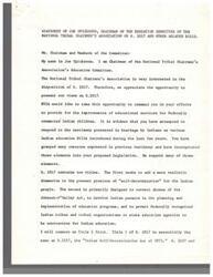 ["Joe Upicksoun, Chairman of the Education Committee of the National Tribal Chairmen's Association, expresses support for S. 1017 and its provisions aimed at improving educational services for Federally connected Indian children. He specifically supports Title I, the Indian Self-Determination Act, and Title II, which aims to correct abuses of the Johnson-O'Malley Act and involve Indian parents in education programs. However, he recommends amending the JOM Act to explicitly authorize contracts with Indian tribes and tribal organizations. He also suggests changes to provisions related to training programs and school construction to better serve the needs of Indian children."]