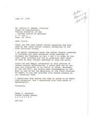 ["Senator Dewey Bartlett expresses his concern about Indian housing problems in Oklahoma and schedules field hearings to discuss and address the issues. He urges Calvin G. Beames, Chairman of the Housing Authority of the Choctaw Nation of Oklahoma, to participate in the hearings or submit information about housing deficiencies. Beames appreciates Bartlett's efforts and mentions that discussions with the Area Office in Oklahoma City have been favorable."]