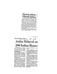 ["The Creek Housing Authority in Okmulgee is offering housing advice to local Indians on building and buying a home. The Tulsa Urban Indian Center is hosting a workshop for Native Americans with housing questions. The Cherokee Housing Authority has delayed foreclosure action on 200 Indian homes in the Cherokee Nation, with mortgage payments behind on many properties. Low-income families can obtain homes through a program where they deed land to the housing authority and work on construction. If debts are not paid, the homes and land will be deeded to the homeowner."]