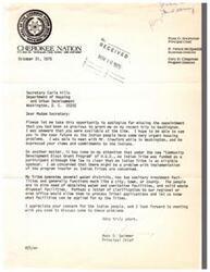 ["The document includes a letter from Ross O. Swimmer, Principal Chief of the Cherokee Nation, addressing urgent housing problems for Native Americans and expressing concern about the lack of funding for Indian Tribes in a government program. Another letter from Mary Evelyn Adams, a math instructor, calls for strict punishment for those involved in a riot at Enid High School, emphasizing the importance of protecting public school officials. Both letters highlight important issues and call for action."]