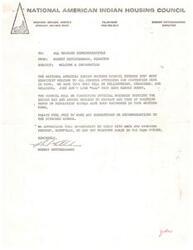 ["The document is a welcome message and agenda for a convention of the National American Indian Housing Council in Reno. The agenda includes presentations, discussions, elections, and setting future goals for the council. The attendees are encouraged to bring position papers and resolutions in typed form."]