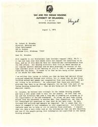 ["The Sac and Fox Indian Housing Authority of Oklahoma is expressing frustration in a letter to the Director of Housing and Urban Development regarding the delay in receiving a Preliminary Loan Contract. They feel they are being ignored and shuffled around, and are requesting assistance in resolving the issue. They emphasize the importance of the Indian Housing program and the need to meet the requirements of HUD standards. The document is signed by the Executive Director and copies are sent to various government officials."]