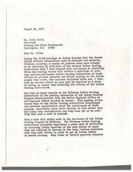["Senator Dewey F. Bartlett writes to Secretary Carla Hills of the Housing and Urban Development department regarding concerns raised by Oklahoma Indian Housing Authorities during recent field hearings. The main issues include the relocation of the Indian Housing Program administration to Denver, inadequate audits of Indian Housing Authorities, and the need for an up-to-date Indian Housing Manual. Senator Bartlett suggests the creation of a Task Force in Oklahoma City to address these issues and expresses hope for further field hearings to address problems in the program's delivery system. He requests Secretary Hills' personal attention to these concerns."]