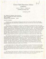 ["The Citizen Band Potawatomi Indians of Oklahoma are seeking funding for a Community Development Block Grant Program to improve water and sewer facilities in a target area of Potawatomi homes in rural Pottawatomie County. They believe that current federal funding programs are inadequate to meet their needs and are requesting recognition of supplemental data and surveys concerning Indian tribes to ensure fair distribution of funds. They are voluntarily submitting their projects for review and coordination with area-wide community development plans. They are also requesting a set-aside fund for Indian tribes in Oklahoma and express the importance of their project for the future of their community."]