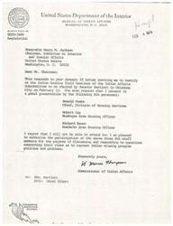 ["The Commissioner of Indian Affairs responds to an invitation to testify at Indian housing field hearings but is unable to attend. He authorizes three BIA staff members to participate in the panel presentation instead."]