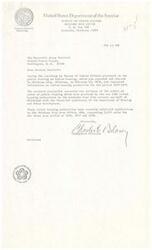 ["The document is from the Bureau of Indian Affairs and Department of Housing and Urban Development providing information on the production of public housing by tribal housing authorities in the Anadarko Area from 1972-1975. It includes statistics on the number of housing units constructed with financial assistance from HUD and future plans for additional units. The Regional Office of HUD also confirms they will provide additional information requested by Senator Bartlett for the Indian housing program."]