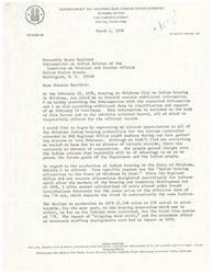 ["The document is a response to Senator Bartlett's request for information on Indian housing in Oklahoma. It discusses the production of Indian housing units in Oklahoma, delays in construction due to various factors, training efforts by HUD, turnover in Indian housing authority personnel, and the issue of delinquency in the program. The document emphasizes the need for improved efficiency in the production process and addressing issues beyond just housing production."]