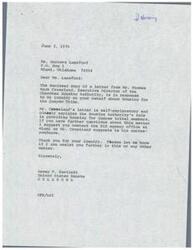 ["Barbara Lunsford wrote to Senator Dewey Bartlett expressing concerns about the Mutual Help Housing Program for the Quapaw Tribe. Bartlett forwarded her letter to the Cherokee Housing Authority, requesting clarification on the program. The Housing Authority responded stating that Lunsford's application showed she was over income and had no land, and suggested contacting the BIA agency office for further explanation. Bartlett assured Lunsford that the Housing Authority would contact her to address her concerns."]