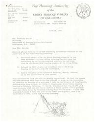 ["The document is from the Board of Commissioners of the Kiowa Housing Authority to the Secretary of the Department of Housing & Urban Development, expressing concern about the dire need for assistance in correcting construction deficiencies in the housing project. They feel that their plea for assistance has been ignored, possibly due to a statement made by the Chairman regarding the safety of the housing. They request immediate attention to the matter and invite the Secretary to visit Anadarko to see the conditions firsthand."]