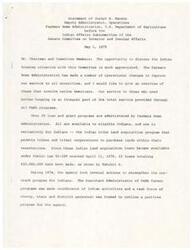 ["Joseph R. Hanson, Deputy Administrator of Operations for the Farmers Home Administration, discussed the agency's efforts to improve services for Native Americans, including loan and grant programs specifically for Indians. The agency took actions to strengthen outreach programs, improve communication, and provide training for staff to better serve Indian populations. Examples were given of loans made to tribes and individual Indians for housing and water system projects. Overall, there has been significant growth in benefits received by Indians from FmHA programs in recent years."]