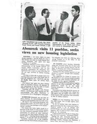 ["Senator James Abourezk visited 11 pueblos in New Mexico to gather information on housing needs and legislation. He proposed creating a new national Indian housing authority to streamline the process of obtaining housing grants. Abourezk also discussed the incidents at Pine Ridge, but avoided getting involved in water rights issues. Other speakers at a housing hearing highlighted the challenges and delays in the Indian housing program, including red tape and bureaucracy. Senator Dewey Bartlett called the hearing successful but acknowledged that there was more to learn and improve."]