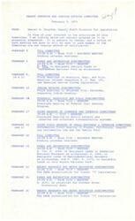 ["The document outlines the schedule of meetings and hearings for the Senate Interior and Insular Affairs Committee from February to April 1976. It includes topics such as designating lands as wilderness, Indian housing, federal coal leasing, Arctic natural gas reserves, reclamation law, and various environmental and energy legislation. The schedule is subject to change and notifications are sent to committee members."]