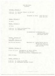 ["Ella Mae Horse will be traveling from National Airport to Tulsa on February 7, staying in Tulsa until February 9, then traveling to Oklahoma City. She will be on official business in Oklahoma City on February 10 and 11, reachable at the Indian Health Service. On February 12, she will attend a Subcommittee on Indian Affairs hearing at the Lincoln Plaza Hotel. She will then return to Tulsa on February 15 via American Airlines."]