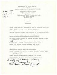 ["The Subcommittee on Indian Affairs of the United States Senate held hearings on Indian housing at the Lincoln Plaza Hotel in Oklahoma City. Witnesses included representatives from the Indian Health Service, Bureau of Indian Affairs, and Department of Housing and Urban Development. Topics discussed included auditing, reversion, and accounting."]