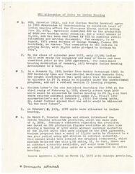 ["HUD, Interior, and HEW agreed in 1969 to produce 30,000 new housing units for Native Americans by 1974. However, by 1972, only 12,094 units were ready, and a moratorium halted development. Efforts to allocate more units were made in 1974 and 1975, but there were delays and disputes over funding. The commitment to provide 30,000 units was not met on time, and only a portion of the allocated units had reached completion by 1975."]