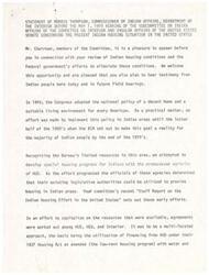 ["Morris Thompson, Commissioner of Indian Affairs, discussed the efforts of the Federal government to address the housing situation for Native Americans. Despite some progress in building new housing units, there is still a significant need for more housing, repairs, and infrastructure in Indian communities. Challenges include limited resources, difficulties with existing housing programs, and unique land status issues. Additionally, changes in economic status and preferences for individual housing units further complicate the situation. Thompson emphasized the need for tailored solutions and additional support to meet the housing needs of Native Americans."]