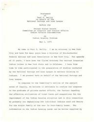 ["Paul G. Reilly, speaking on behalf of the National Savings and Loan League, addressed the United States Senate Committee on Indian Affairs about the Indian housing problem. He discussed the challenges faced in providing mortgage credit to individual Indians, the lack of freedom in alienation of land, and the need for a viable mortgage credit mechanism within reservations. Reilly suggested the gradual merging of individual Indian money accounts into a savings and credit mechanism to address the pressing housing issue. He also recommended the creation of a full-scale guarantee or insurance system to support housing initiatives on Indian reservations."]