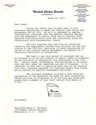 ["Paul Laxalt, a U.S. Senator from Nevada, is introducing legislation to improve Congressional oversight over Federal agencies managing public lands. The bill aims to use a legislative veto to control regulations inconsistent with Congressional intent. Laxalt believes this method is necessary to prevent regulatory overreach and protect public land users. The legislation requires a 90-day review period for regulations, with a concurrent resolution of disapproval needed to reject them. The bill is particularly important for Western states with high percentages of Federal land ownership."]