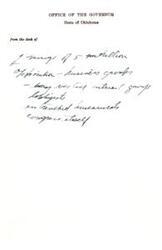 ["The text is a message from the Governor of Oklahoma discussing interactions with various interest groups and lobbyists in the state government."]