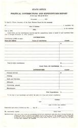 ["This document is a report of political contributions and expenditures for a candidate running in the 1970 elections. It includes a list of contributions received and expenditures made from July 6 through November 13, 1970. The report must be signed by the candidate and notarized, and must be submitted to the Election Board by November 18, 1970. If additional space is needed, extra sheets can be attached."]