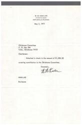 ["W. W. Keeler sent a $1,000 contribution to the Oklahoma Committee on May 5, 1971."]