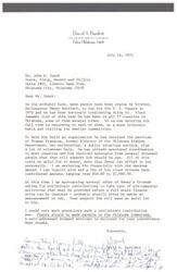 ["David Bartlett is writing to John Speck to inform him that his brother, Ex-Governor Dewey Bartlett, is considering running for the U.S. Senate in 1972. Dewey has been traveling around Oklahoma to build support and has hired a team to help with his campaign. David is asking for financial contributions to support Dewey's pre-campaign activities. He requests that checks be made payable to the Oklahoma Committee."]