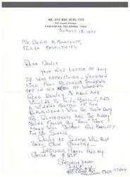 ["The letter is from Mr. and Mrs. Burl Cox to Mr. David A. Bartlett, discussing political matters and expressing support for Governor Bartlett Denny. They mention a check for $50 enclosed."]