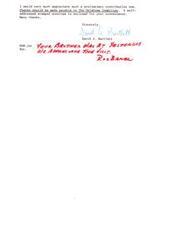 ["The text is a letter from David A Bartlett requesting a preliminary contribution, with checks to be made payable to The Oklahoma Committee. A self-addressed stamped envelope is enclosed for convenience. The letter ends with thanks and a signature."]