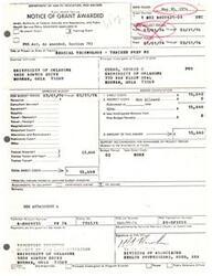 ["The Department of Health, Education, and Welfare has awarded a grant to the University of Oklahoma for a project on Medical Technology Teacher Preparation. The grant period is from July 1, 1974, to March 31, 1976, with a total approved budget of $15,648 for direct costs. The Principal Investigator is George C Cozad, PhD. The grant will support various costs related to the project, with accountability for equipment conditionally waived."]