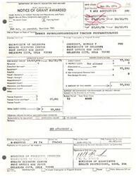 ["The Department of Health, Education, and Welfare has issued a grant to the University of Oklahoma for a project titled Speech Pathology & Audiology Teacher Preparation/PhD under the supervision of Principal Investigator Donald T Counihan. The approved budget for the project is $17,592 for the period of 07/01/74 through 06/30/75. The grant covers direct costs such as personnel and equipment, with certain restrictions on budget categories. The accountability for equipment is conditionally waived. The grant will be monitored by the Director of Financial Services at the University of Oklahoma."]