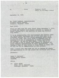 ["The document is from the Stilwell Public Schools Superintendent, Cliff Hudgins, to Senator Dewey Bartlett expressing the need for funding for a new facility for Stilwell High School. The document mentions the application process for funding under the Public Works Employment Act of 1976 and requests support from Senator Bartlett. The document also expresses gratitude to all the individuals who co-signed the letter."]