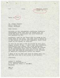 ["The document is discussing Community Development funds that will be coming to Atoka, Oklahoma after a full application is submitted and approved by HUD. The document also mentions the status of previous funds and requests a list of Black individuals in the area for mailing purposes. Additionally, there is information about proposed programs and amendments for the City of Atoka's Community Development Block Grant."]