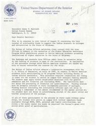 ["The document from the Bureau of Indian Affairs to Senator Bartlett addresses the issue of delays in scholarship funding for Native American students in Oklahoma colleges and universities. The Bureau explains the process for funding Native American students and outlines the various factors contributing to the delays, including cooperation with the United States Office of Education, tight deadlines, and processing issues at colleges. Efforts are being made to improve communication and efficiency in order to reduce delays in scholarship funding."]