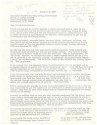 ["The document is a protest against the recent personnel action taken by the Muskogee Area Director and Assistant Area Director, Education, for pulling out the Superintendent of the Sequoyah Indian Boarding School and detailing him to a non-education program. The document also protests against manipulation tactics used by the directors, lack of proper training opportunities for Indian employees, and discrimination in detail assignments. The writers urge the Acting Commissioner to investigate and take corrective action."]