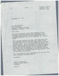 ["The document addresses concerns from the Cherokee tribe regarding the upcoming election for Council members and absentee voting procedures. They feel the procedures are not in compliance with state laws and request that the Bureau of Indian Affairs and Secretary of the Interior review and assure the procedures are in line with the Voter Rights Act. Senator Dewey F. Bartlett requests an investigation into the matter."]