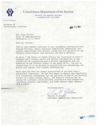 ["The Bureau of Indian Affairs was instructed to halt negotiations with private contractors for the operation of the Chilocco Indian School. The decision to contract with a private organization will be carefully considered if pursued in the future. There have been no formal negotiations with a contractor, only exploration of the feasibility of a pilot project. The Bureau was interested in how a private contractor could operate the school with more flexibility."]