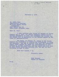 ["Dr. Edwin Fair, a psychiatrist director, wrote a letter to Congressman Page Belcher urging support for S. 2523, the Senate Community Mental Health Centers Amendments of 1969. The document outlines the reasons why the Senate bill is preferable to the House version and highlights three specific provisions in the Senate bill that the Bi-State Mental Health Foundation supports. Congressman Belcher responded, indicating that he will carefully consider the points made in Dr. Fair's letter when the conference report comes before the House for consideration."]