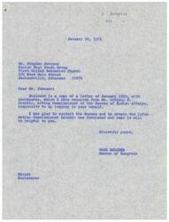 ["The document includes a series of letters between Mr. Stephen Johnson from the Senior High Youth Group at the First United Methodist Church in Jacksonville, Arkansas and Honorable Page Belcher, a Member of Congress. Mr. Johnson's group is planning a trip to an Indian reservation in Oklahoma to help and rebuild things during Easter. Belcher contacts the Bureau of Indian Affairs to inquire about reservations that need help, and is informed that there are no reservations in Oklahoma, but there are communities with full-blood Indian populations. Belcher provides this information to Mr. Johnson and suggests contacting the Area Director in Anadarko for more information."]