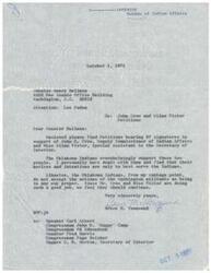 ["The document is a letter and petition in support of John O. Crow and Wilma Victor, who are Deputy Commissioner of Indian Affairs and Special Assistant to the Secretary of Interior, respectively. The document expresses support for their work and urges that they be allowed to continue their excellent work for the Indian people. It includes signatures from various individuals and tribes in Oklahoma."]