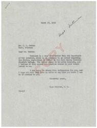 ["A letter was sent from Mr. J.C. Dunham to Rep Page Belcher regarding the fishing regulations at the Salt Plains National Wildlife Refuge. The Department of the Interior explained that the area is managed for wildlife protection and fishing is allowed to a certain extent. However, liberalizing fishing restrictions could disturb the wildlife and aggravate the depredation situation. Rep Page Belcher promised to look into the matter and provide more information."]