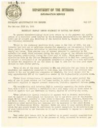 ["Secretary of the Interior Oscar L. Chapman issued a statement regarding a tentative order by the Petroleum Administration for Defense to limit the use of natural gas. The order was necessary due to a shortage of steel for pipeline construction, which was hindering the expansion of gas transmission facilities. The restriction on gas sales was proposed to ensure sufficient supply for existing consumers and important defense plants. The order would only apply to certain areas where gas shortages were expected. Efforts were being made to consider the views of all interested parties, including gas distributors and equipment manufacturers, before issuing the final order."]