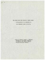 ["The Solicitor General wrote a letter to Senator O'Mahoney addressing inaccuracies in a pamphlet distributed by the National Association of Attorneys General regarding the ownership of submerged lands in the sea. The pamphlet falsely claims that each state owns valuable submerged lands within its boundaries, and that the title to these lands has been held by individual states rather than the federal government. The Solicitor General refutes these claims and argues that the proposed bill would enrich three states at the expense of the other 45 states by granting them a significant portion of revenue from offshore oil and gas deposits."]