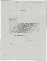 ["Mr. Bowers discusses the Indian situation in Oklahoma in a letter to Congressman Page Belcher. Belcher informs Bowers that a congressional investigation of Indian agencies will be conducted after Congress adjourns, with Oklahoma being one of the first states investigated. Belcher expresses hope that the inequities in the Indian program will be corrected. Bowers shares his observations of poverty and lack of educational opportunities for Indians in Canton, Oklahoma, and suggests that an educational program should be started for their benefit. Bowers invites Belcher to further discuss the matter when he returns to the state."]