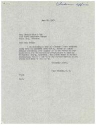 ["Mrs. Cecilia Rice Fulks inquired about the status of her application for the removal of land restrictions in Richardson County, Nebraska. The Anadarko Area Office of the Bureau of Indian Affairs confirmed that her application has been located and approved, and the order for the removal of restrictions is being processed. Mrs. Fulks will be notified once the process is complete. Congressman Page Belcher provided this information to Mrs. Fulks."]