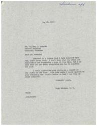 ["Page Belcher, a member of Congress, writes to William O. Roberts regarding a letter received from Mrs. Norma Brown Boyd. Belcher requests an update on the case and asks for Mrs. Boyd's letter to be returned for his records."]