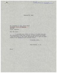 ["The document is a letter from Lawrence E. Zane, the First Chief of the Wyandotte Tribe of Oklahoma, to Congressman Page Belcher, discussing resolutions adopted at a meeting of various tribes regarding the appointment of a Commissioner of Indian Affairs. The resolutions emphasize the need for a qualified individual with knowledge of Indian issues and suggest that a member of the Indian community should be appointed to the position. The document also calls for unity among tribal organizations in Oklahoma to present a united front to the authorities."]