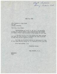 ["The document dated June 16, 1954, from Page Belcher, M. C. to Mrs. Charles A. Lone Chief, discusses the settlement of a matter regarding annuity payments to her son Charles Lone Chief, Jr. The document includes an enclosure of a letter received from the Bureau of Indian Affairs on the status of her son. A previous letter from May 20, 1954, from Charles Besly, Attorney at Law, to Page Belcher, M. C. is also mentioned, requesting clarification of Charles Lone Chief, Jr.'s status. The documents indicate that efforts are being made to ensure that Charles Lone Chief, Jr. receives the annuity payments he is entitled to as a Pawnee Indian."]