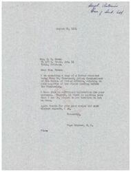 ["Mrs. W. N. Maben inquires about two claims pending before the Indian Claims Commission, one for the Euchee Tribe and one for the Prairie Band of Pottawatomie Indians. She expresses her belief in the re-election of Page Belcher and requests information on the status of the claims. Belcher responds, providing information on the claims and suggesting that Mrs. Maben contact the attorneys representing the Indians for further details."]