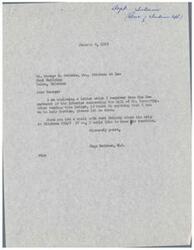 ["Congressman Page Belcher received a letter from Osage Indians regarding the probate of the will of Edmund Kennedy Kenworthy, a deceased Osage Indian, and the distribution of his estate. The Indian Agency had ruled out the original will that would have kept the lands for Kenworthy's children, and a hearing was scheduled for December 11, 1952. Belcher requested the Department of the Interior to investigate the matter and potentially postpone the hearing for a thorough review. He also informed his attorney, George B. Schwabe, Jr., about the situation and requested his assistance. Belcher received a response from the Department of the Interior explaining the appeal process for decisions adverse to the interests of the Osage Indians."]